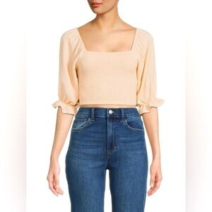 NWT BCBGENERATION Smocked Crop Top Peach XXS